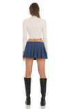 Ribbed Cutout Mock Neck Top in Ivory
