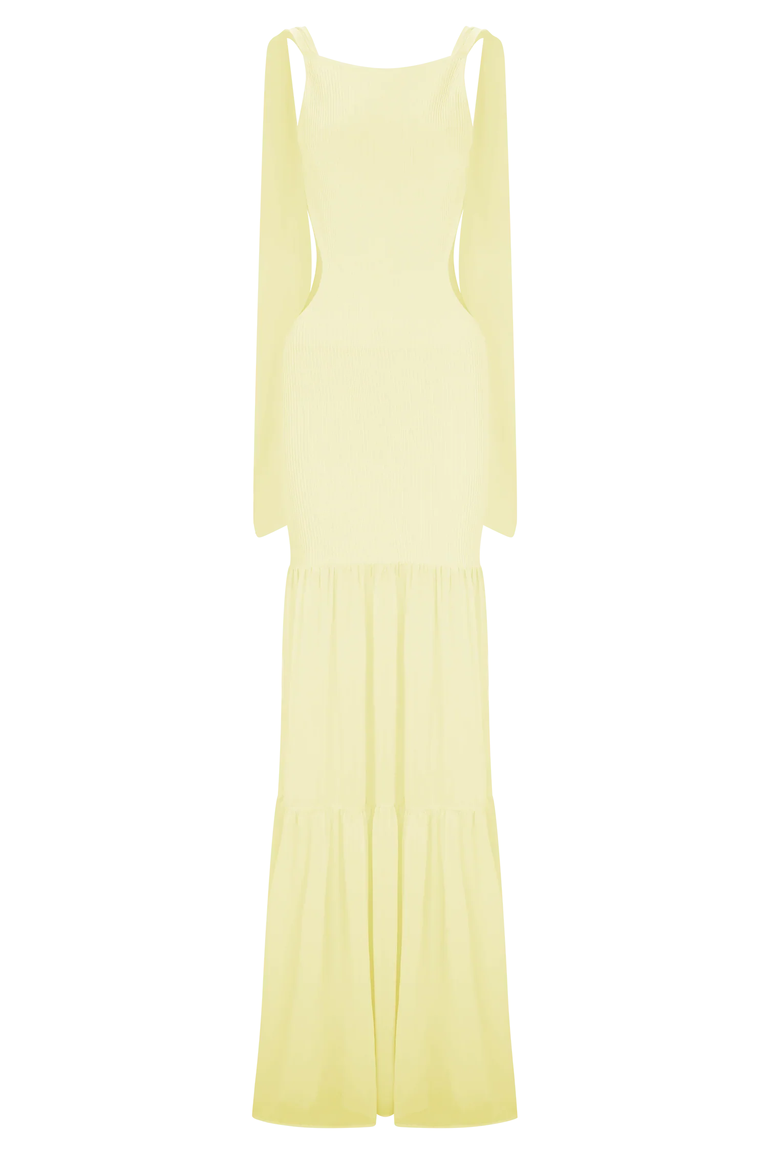 Haille Knit Chiffon Maxi Dress Lemon