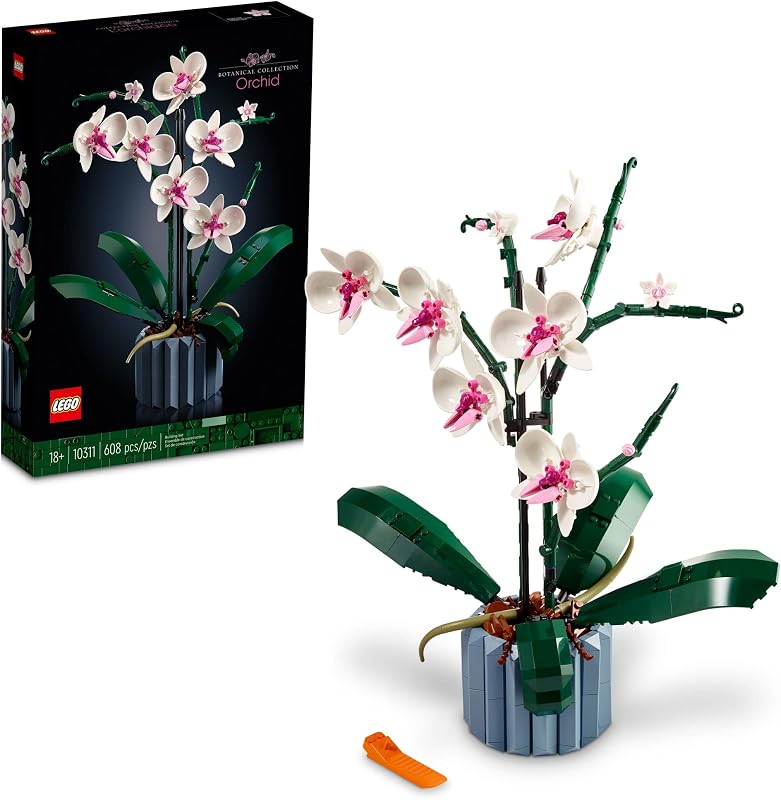 LEGO Botanicals Orchid Artificial Fake Indoor Flowers Building Set for Home Kitchen Desk Decoration Adults Ages 18 Gift for Birthdays 10311