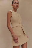 Camilla Boucle Mini Skirt Light Taupe