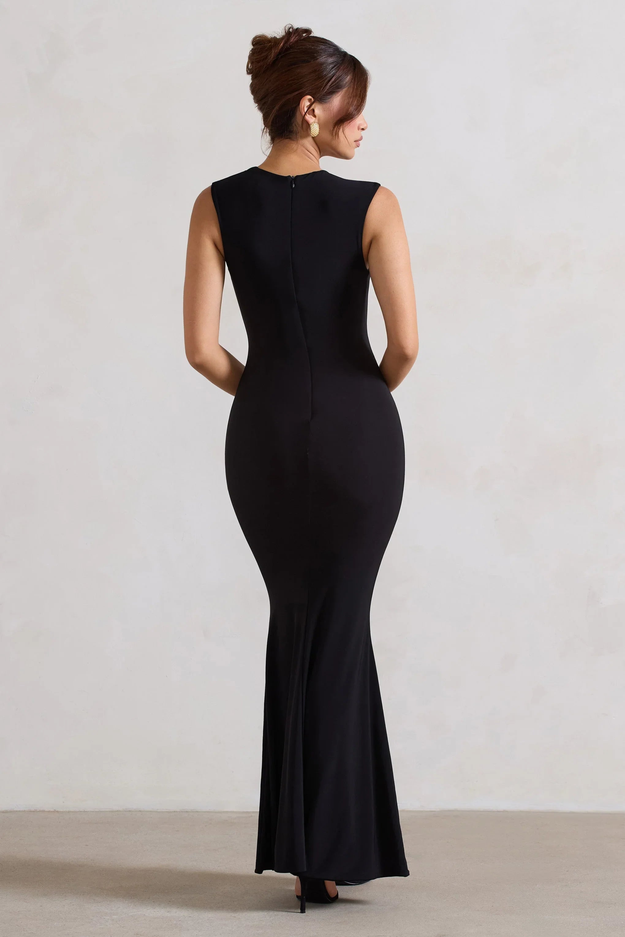 Behind The Scenes Black Sleeveless Cut Out Maxi Dress