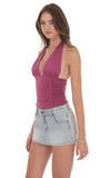 Ruched Halter Top in Magenta