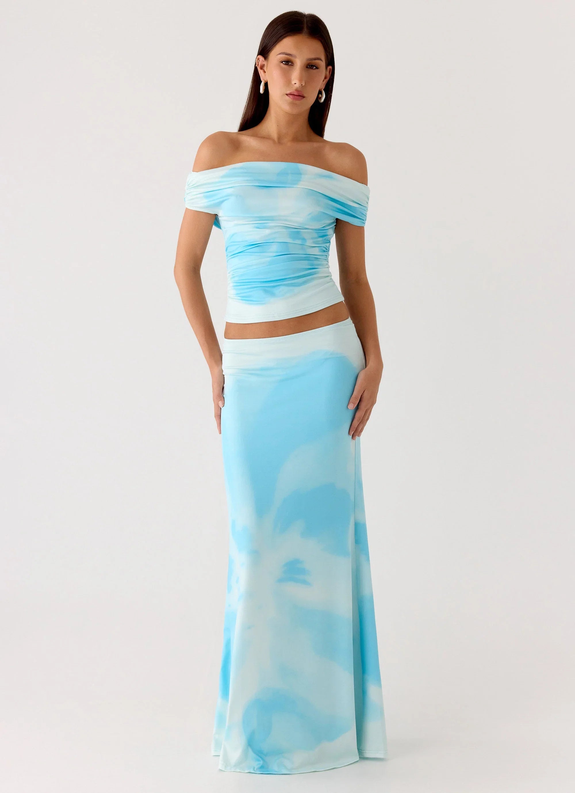 Moka Off Shoulder Top Blooming Blue