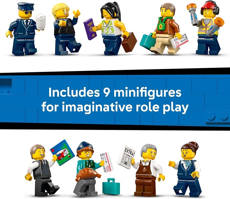 LEGO City Airport with Airplane Building Toy Building Toy for Kids Pretend Play Travel Set for Boys Girls Ages 8 Includes 9 Minifigures Gift Idea for Birthdays 60502