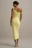 Salome Lemon Twisted Asymmetric Midi Dress