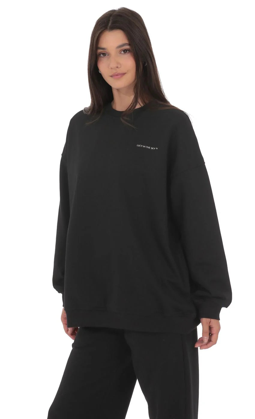 Lucy Oversized Crewneck in Black