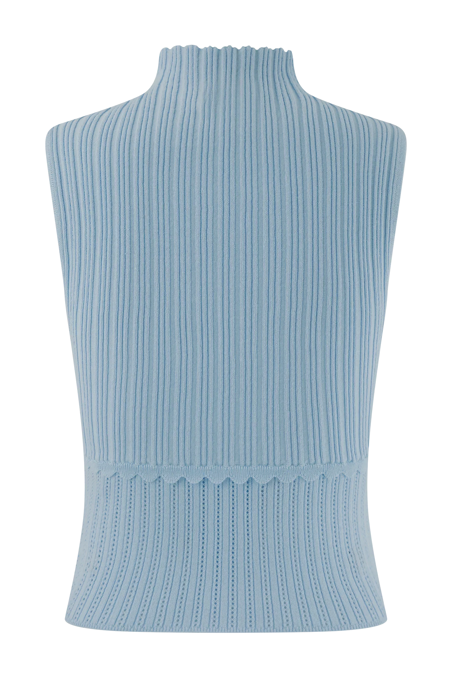 Indy Pointelle Knit Top Cornflower Blue