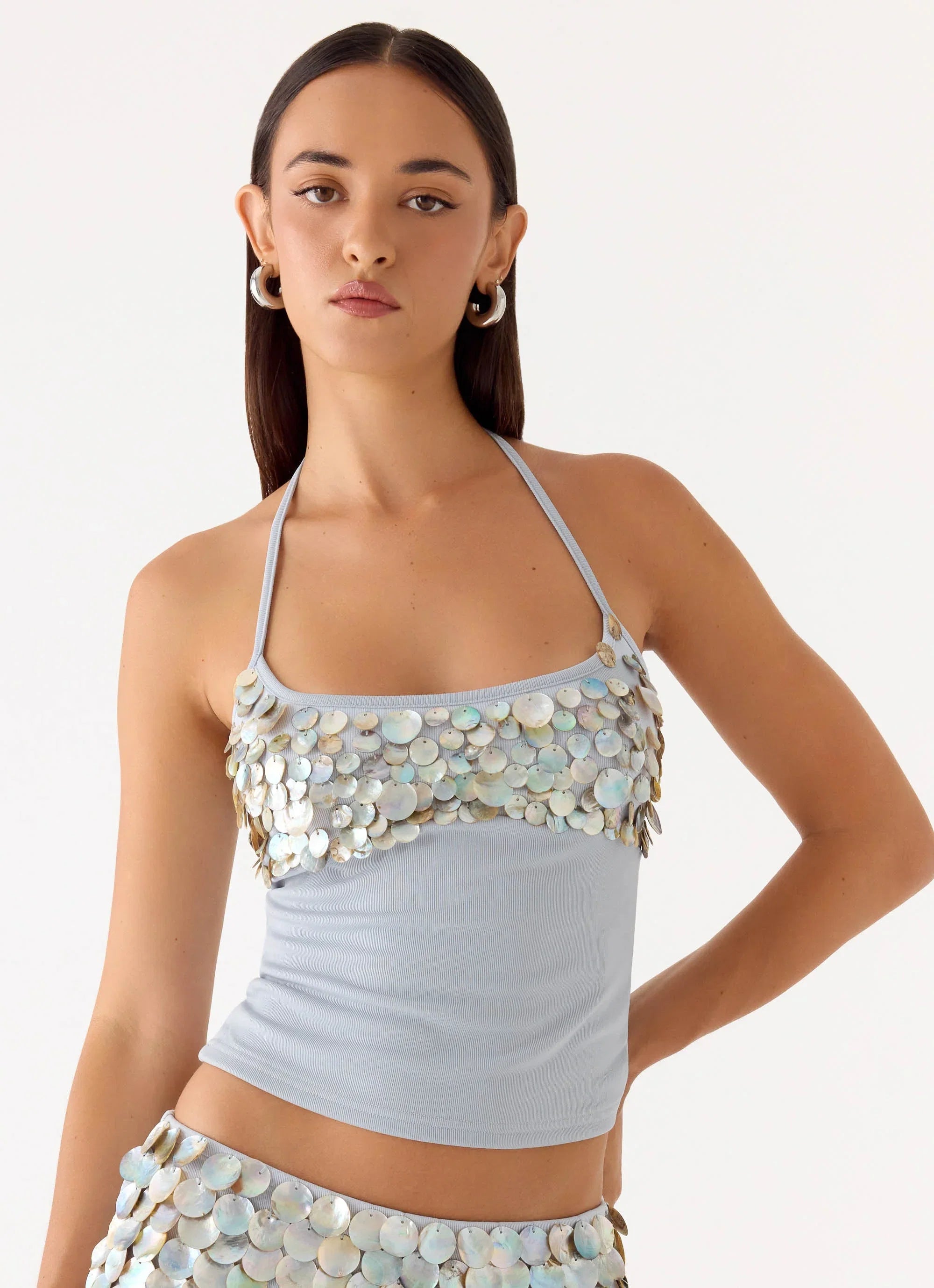 Merinda Halter Top Misty Blue