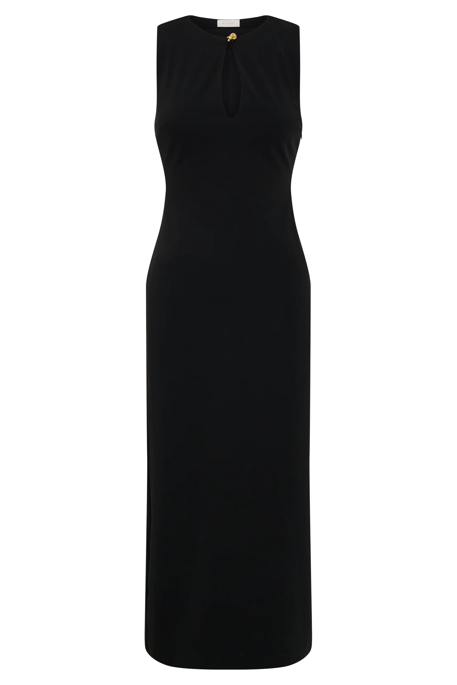 Norah Sleeveless Crepe Midi Dress Black