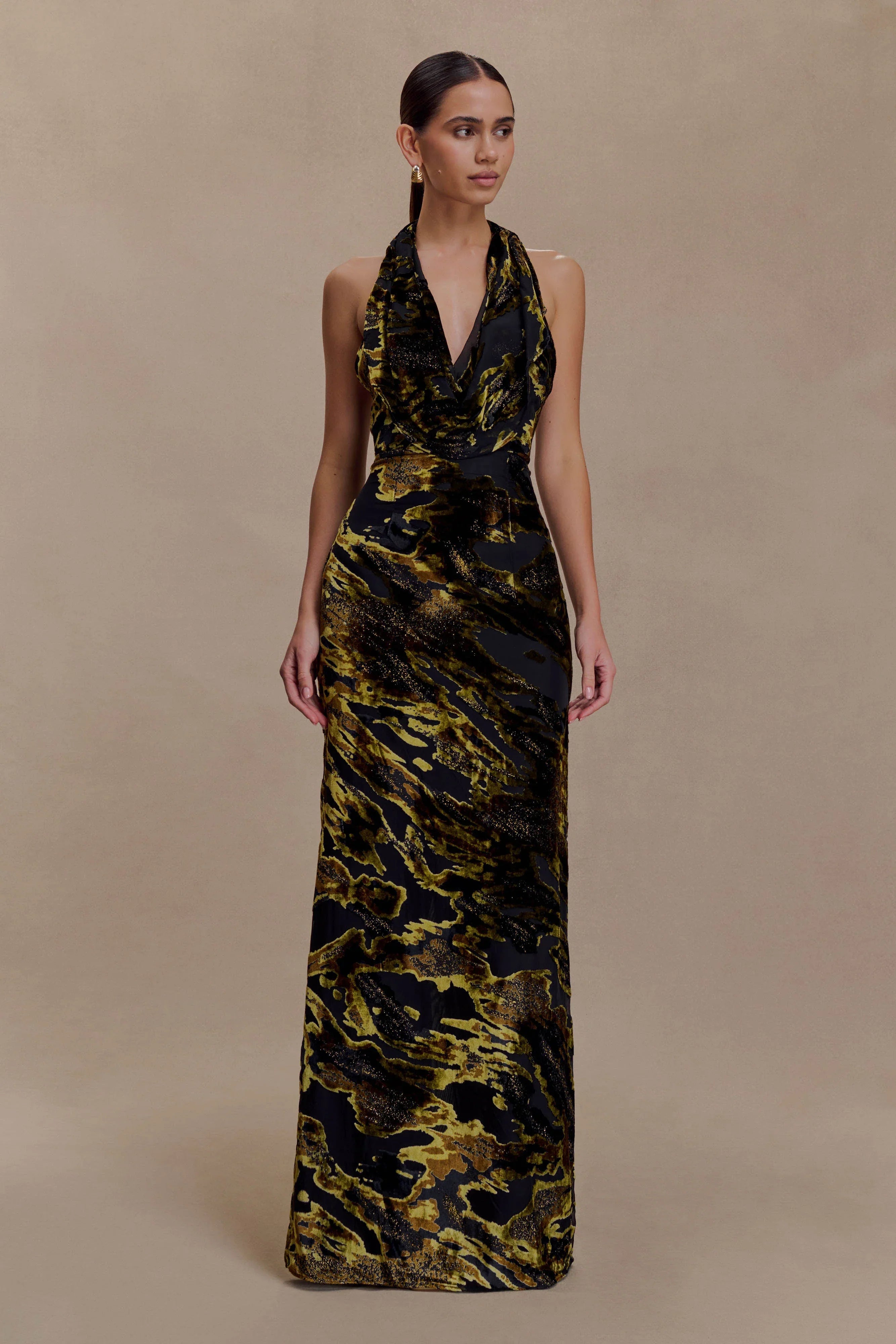 Talila Cowl Front Maxi Dress Velvet Burnout