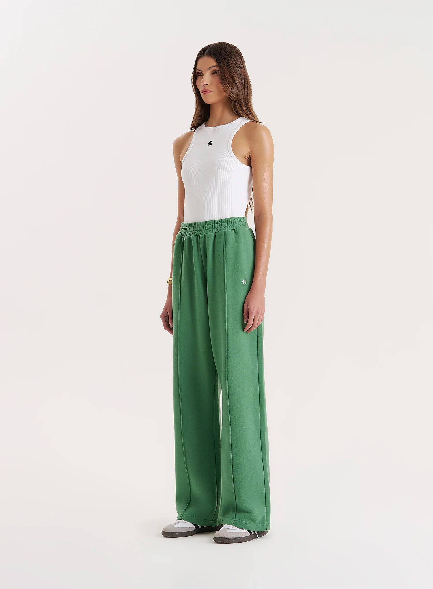 Green 4th Wide Leg Branded Joggers