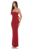 Back Bow Strapless Dress in Red