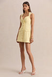 Luxira Lemon Sweetheart Neck Tailored Mini Dress