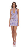 Sequin Beaded Floral Mini Skirt in Purple