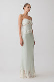 Nina Satin And Lace Maxi Skirt Sage