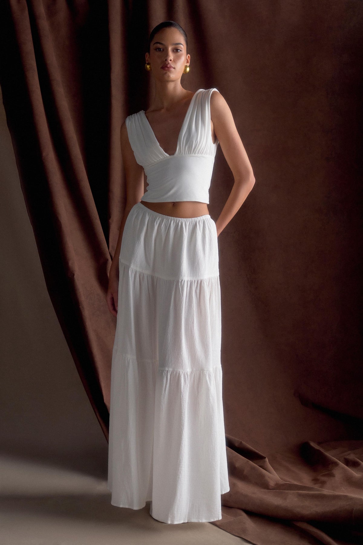 Jacinda Cotton Maxi Skirt White