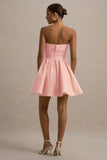 Bruna Light Pink Bandeau Skater Mini Dress