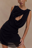 Oria Chiffon Mini Dress Black