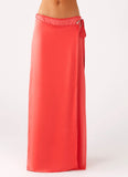 Pollie Wrap Maxi Skirt Coral