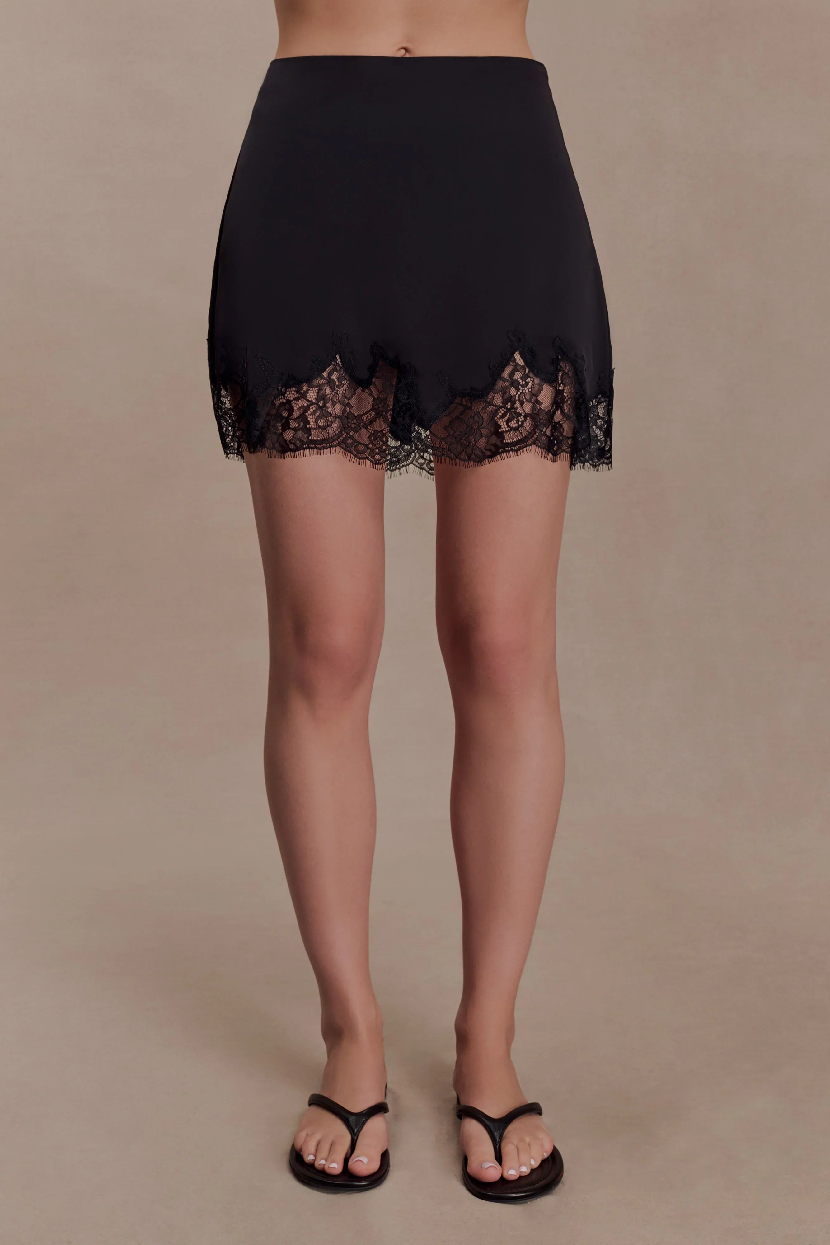 Nina Lace And Satin Mini Skirt Black