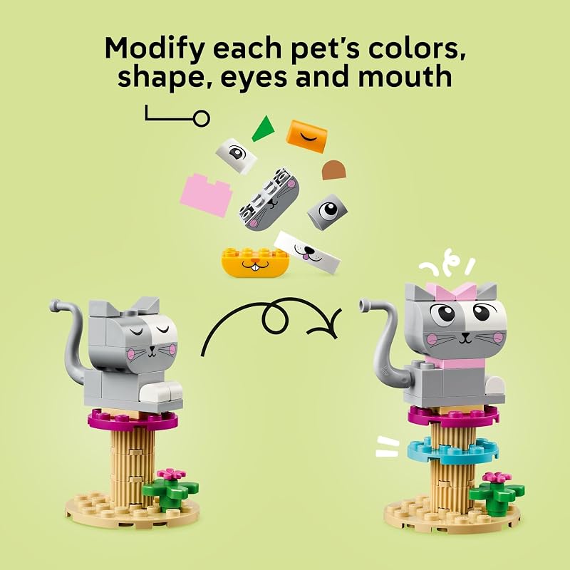 LEGO Classic Creative Pets Building Brick Animals Toy Kids Build a Dog Cat Rabbit Hamster and Bird Gift for Animal Loving Boys and Girls Aged 5 and Up Great Build Together Toy 11034