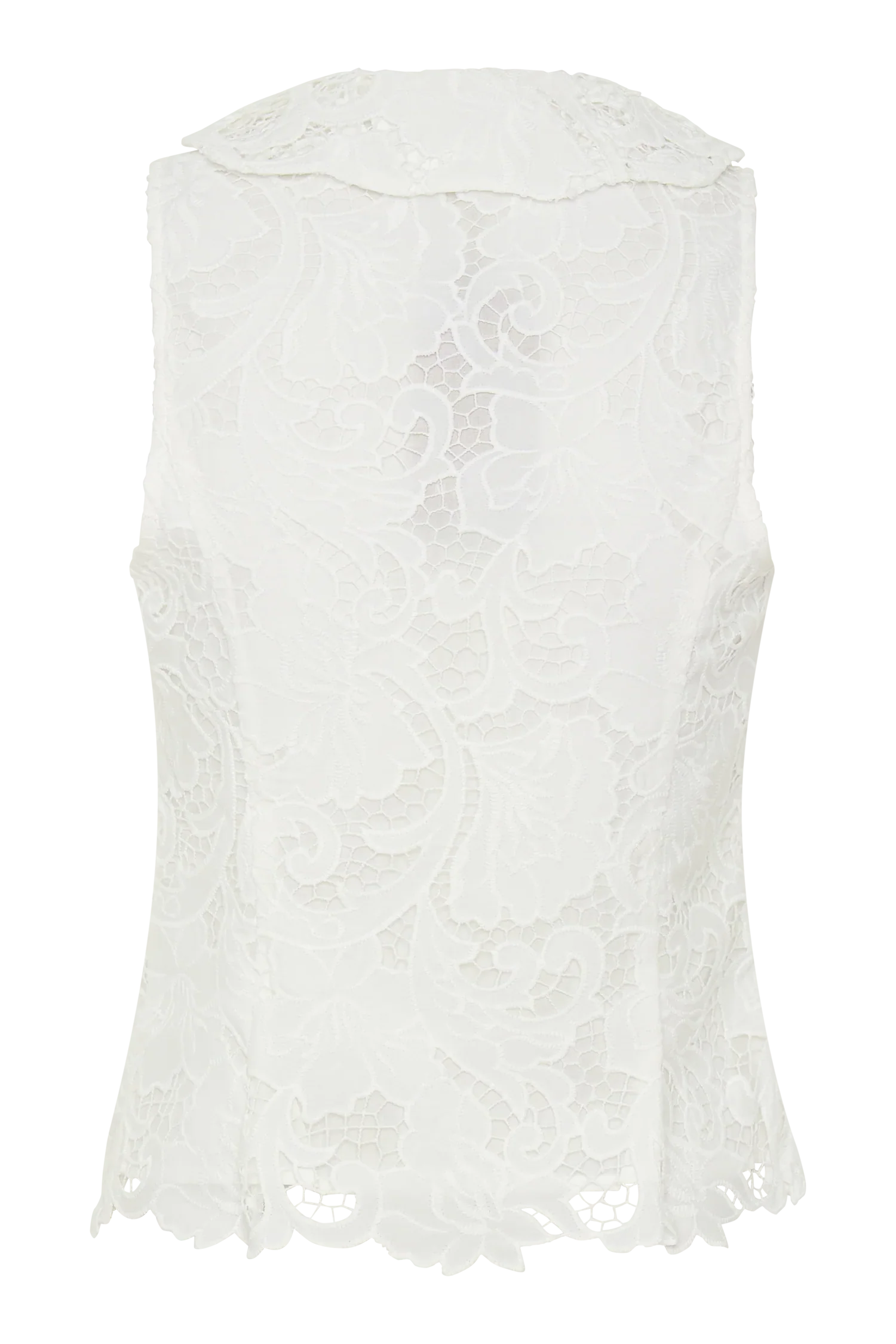 Tessa Broderie Tie Front Sleeveless Top White