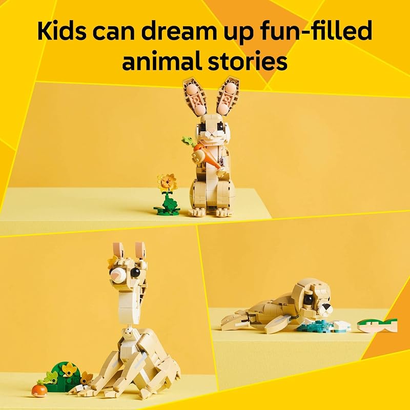 LEGO Creator 3 in 1 Cute Bunny 31162 Building Toy Girls Boys Ages 8 Choose Your Build W 3 Options 326 pcs Display in Bedroom or Bookshelf Gift Idea