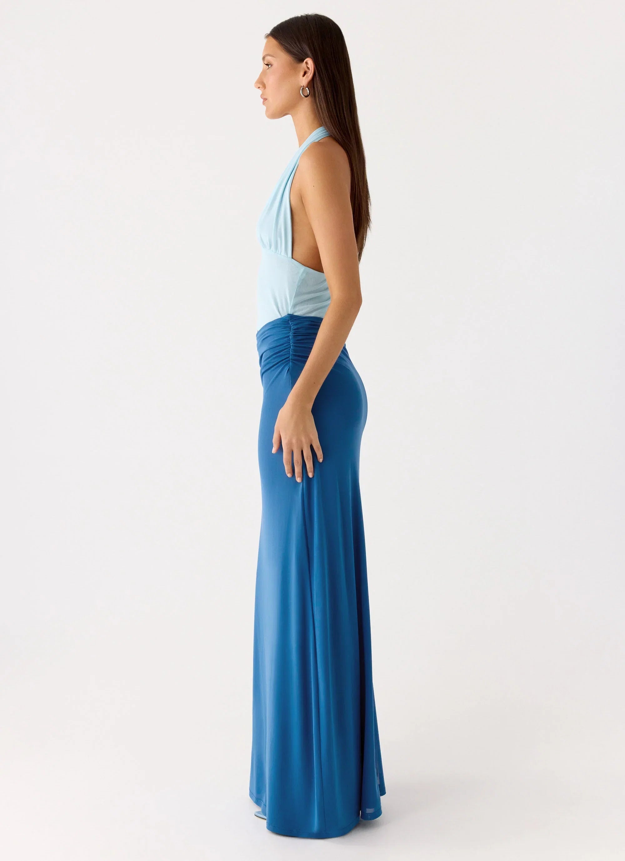 Saresther Halter Neck Maxi Dress Blue