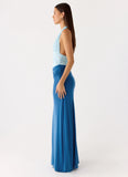 Saresther Halter Neck Maxi Dress Blue