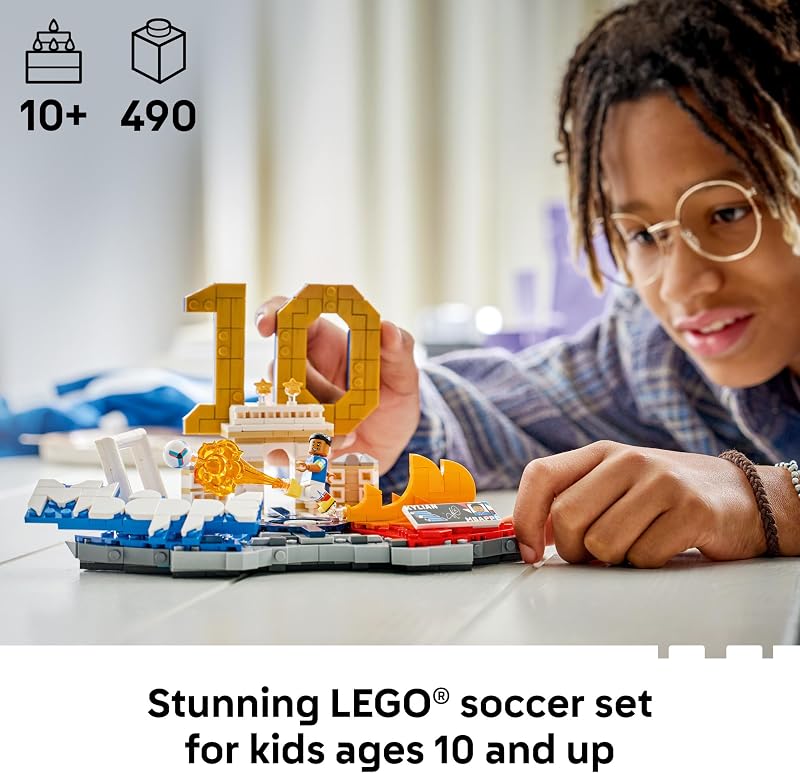LEGO Editions Kylian Mbappé Soccer Highlights Building Set for Boys Girls Ages 10 Collectible Soccer Gift with Plaque Kids Bedroom or Shelf Decor 43013