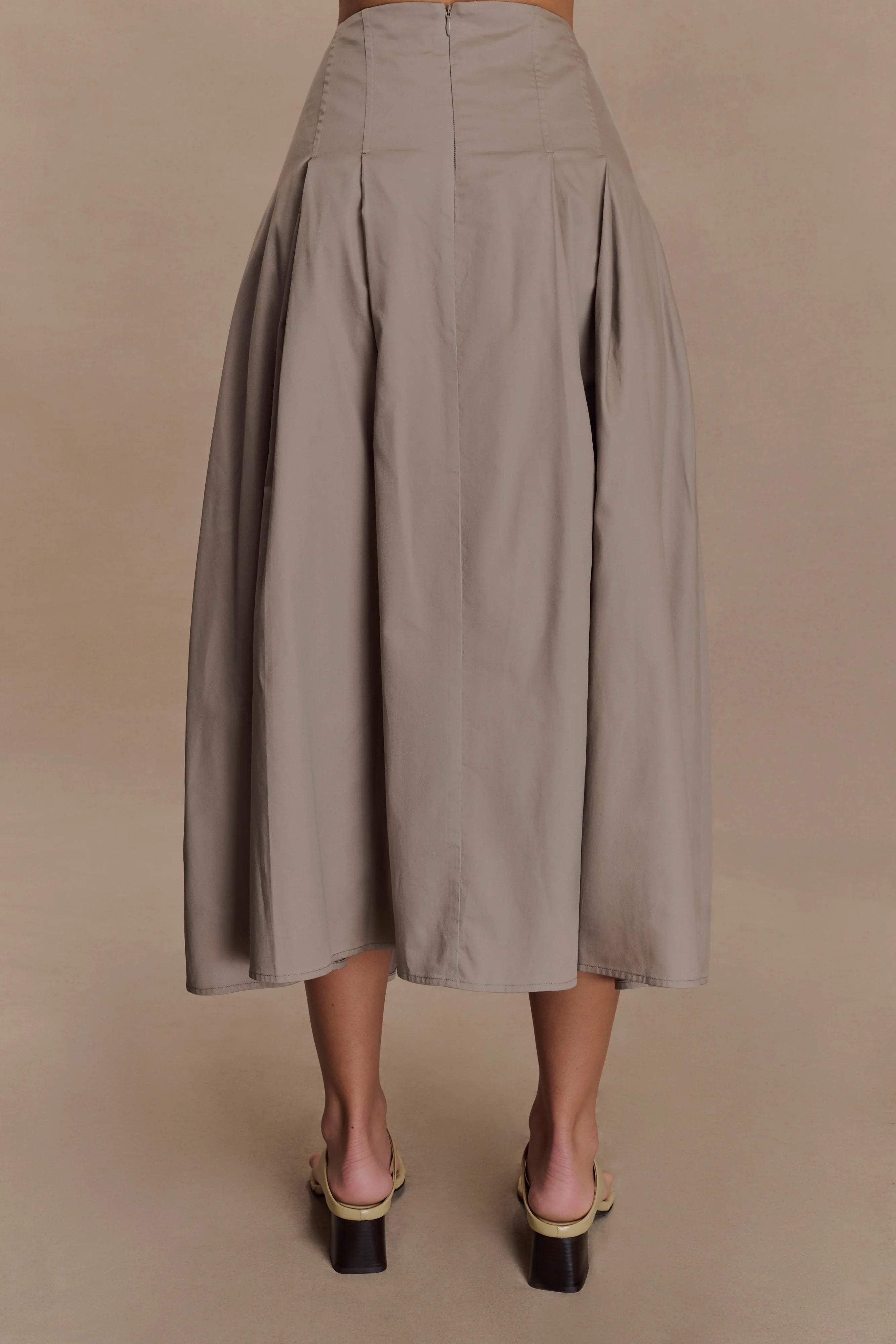 Mae A Line Midi Skirt Pebble Brown