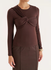 Chocolate Bust Detail Long Sleeve Top