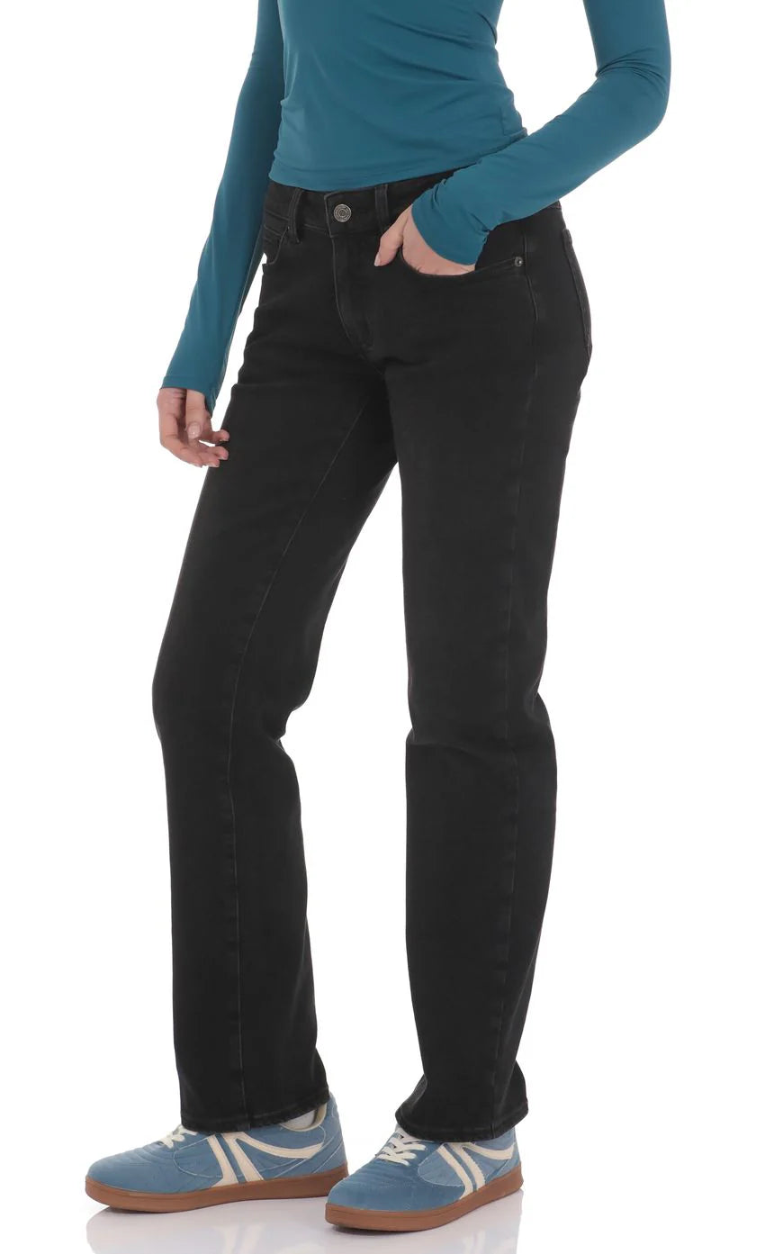 Low Rise Straight Leg Jeans in Black