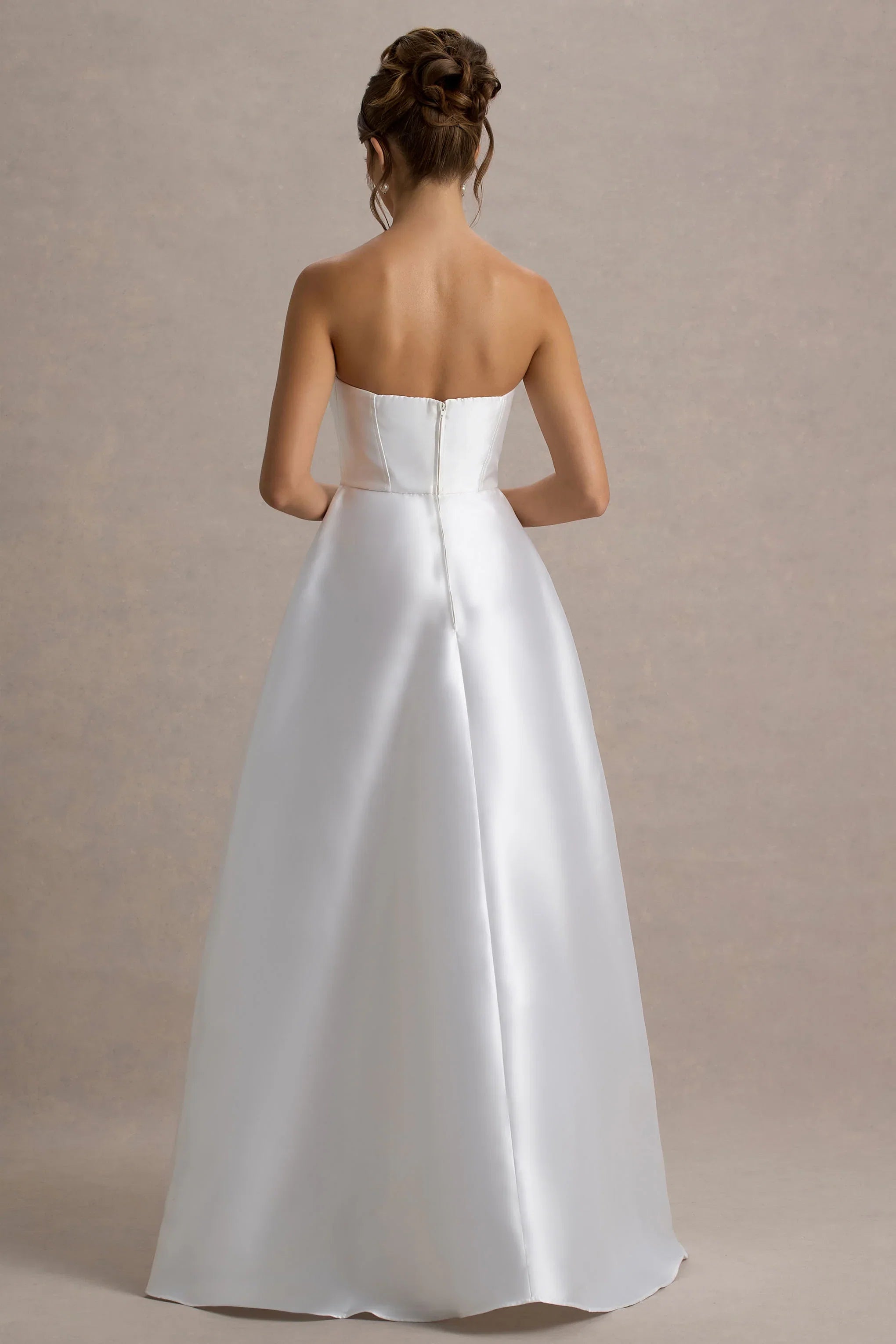 Universe White Bandeau Split Puff Skirt Maxi Dress