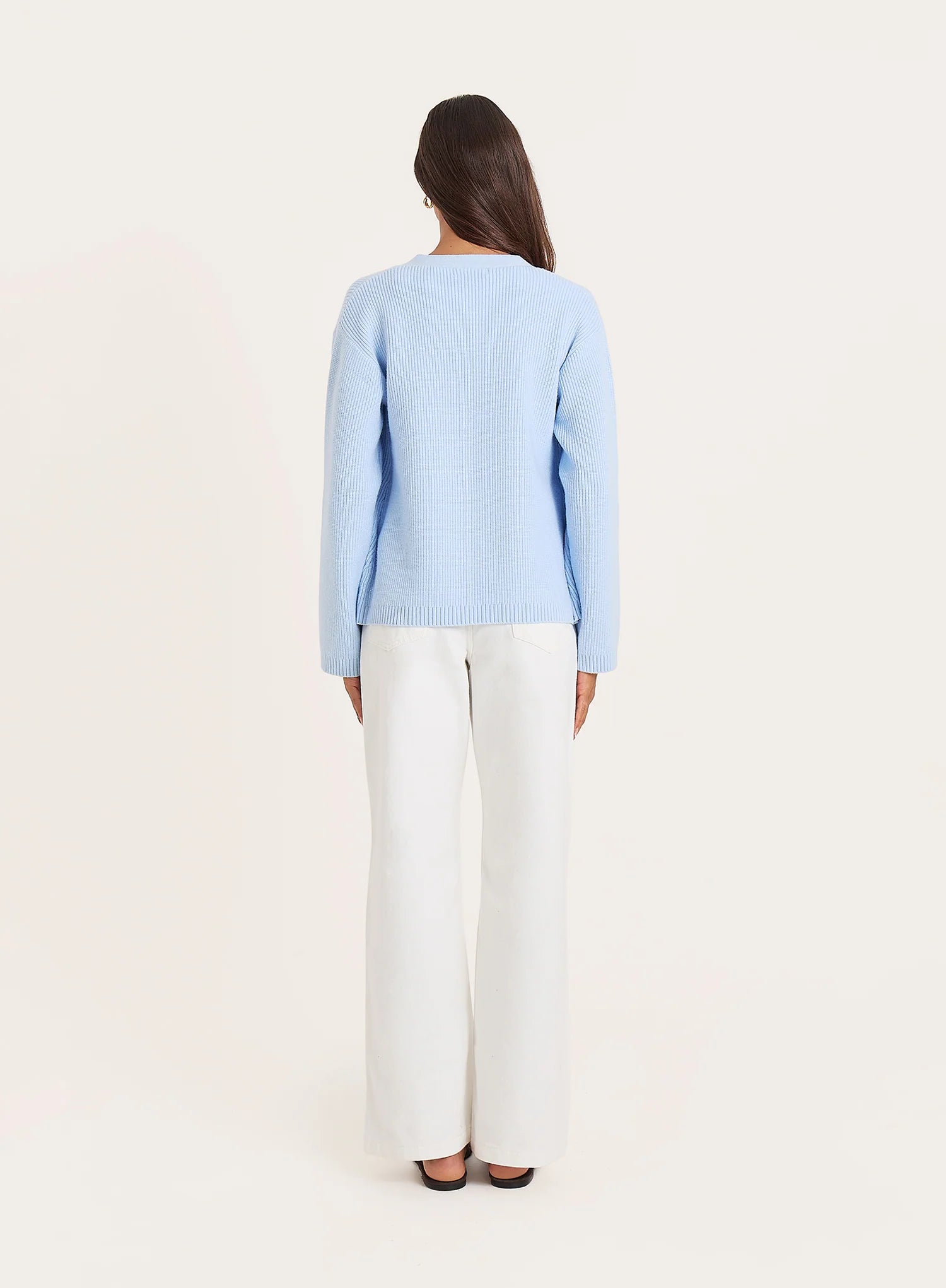 Blue Knitted Long Sleeve Cardigan