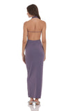 Plunge Cowl Neck Halter Maxi Dress in Dusty Purple