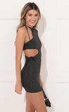 Cutout Dress in Black Shimmer