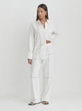 Off White Contrast Stitch Linen Trouser