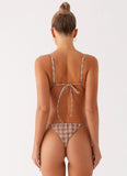 Soffa Bikini Top Brown Check
