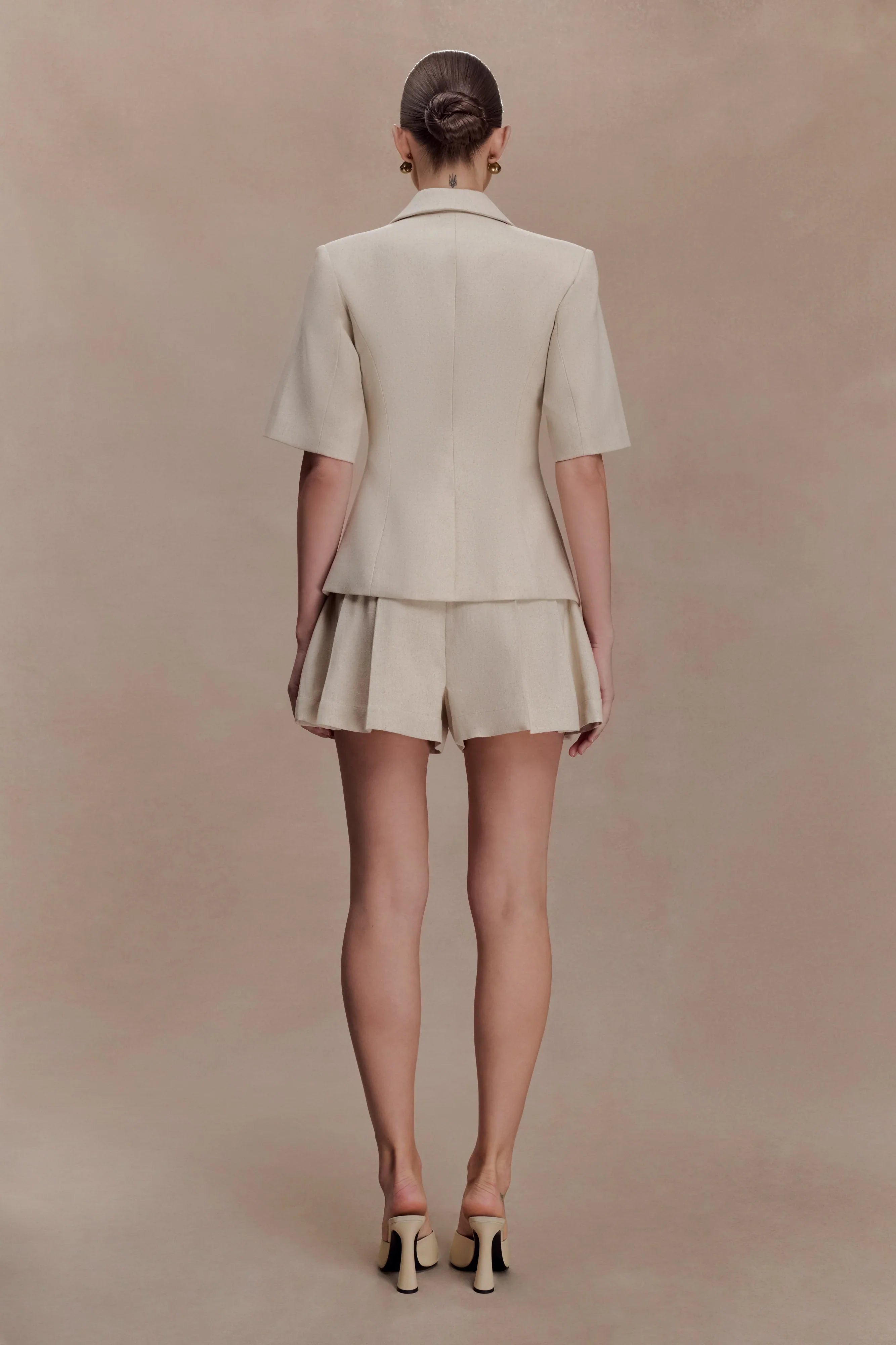 Martine Pleated Linen Short Natural