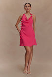 Gwenda Satin Floral Mini Dress Dragonfruit