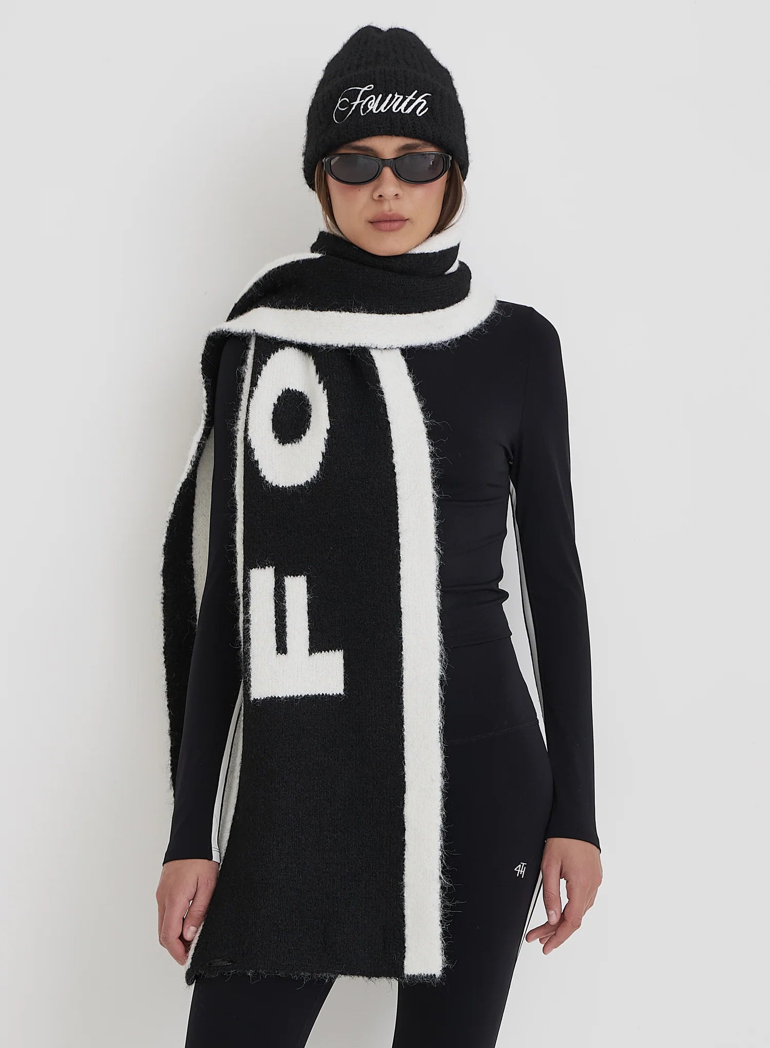 Black Fourth Branded Knitted Scarf