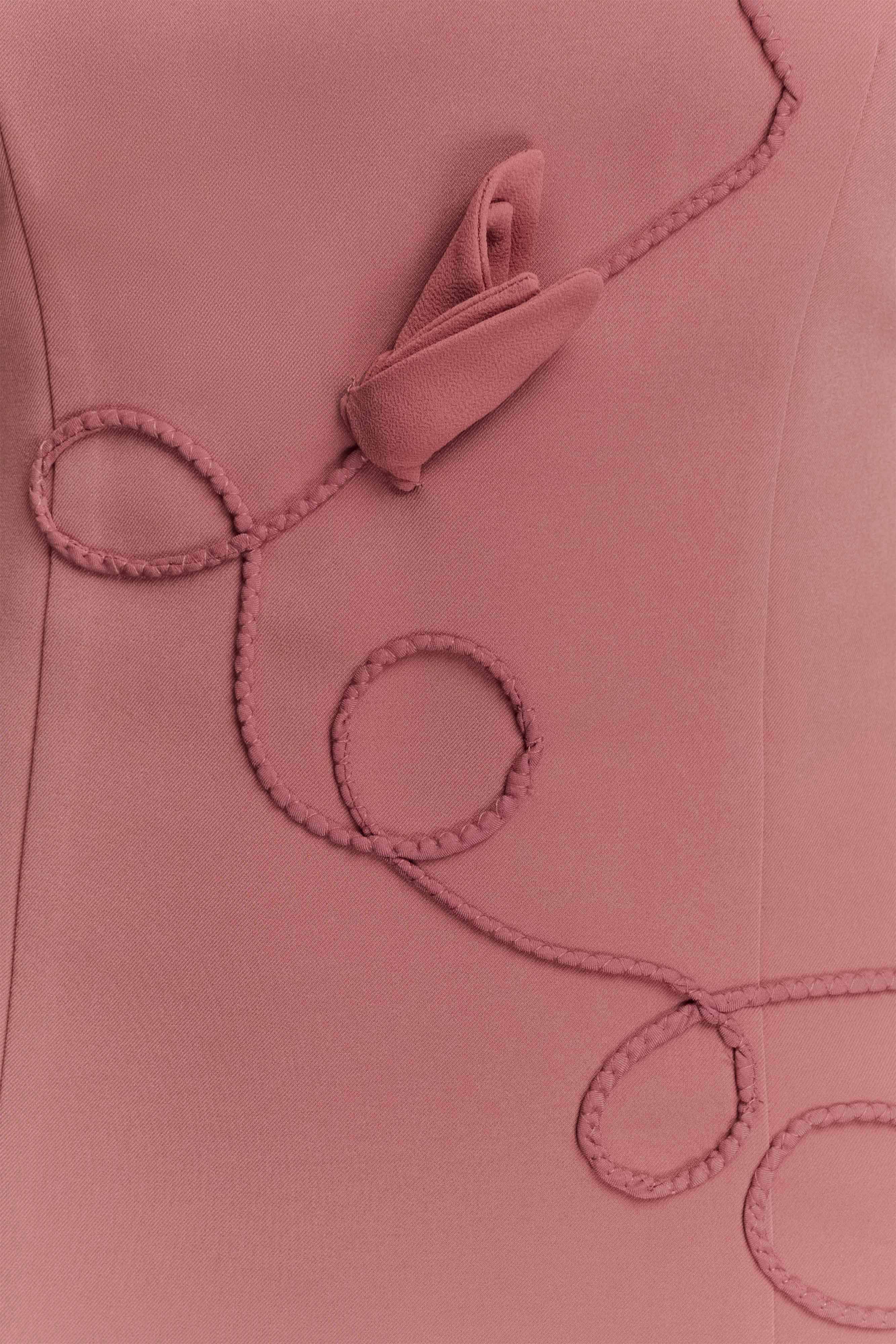 Virginia Suiting Embroidered Midi Dress Burnt Rose