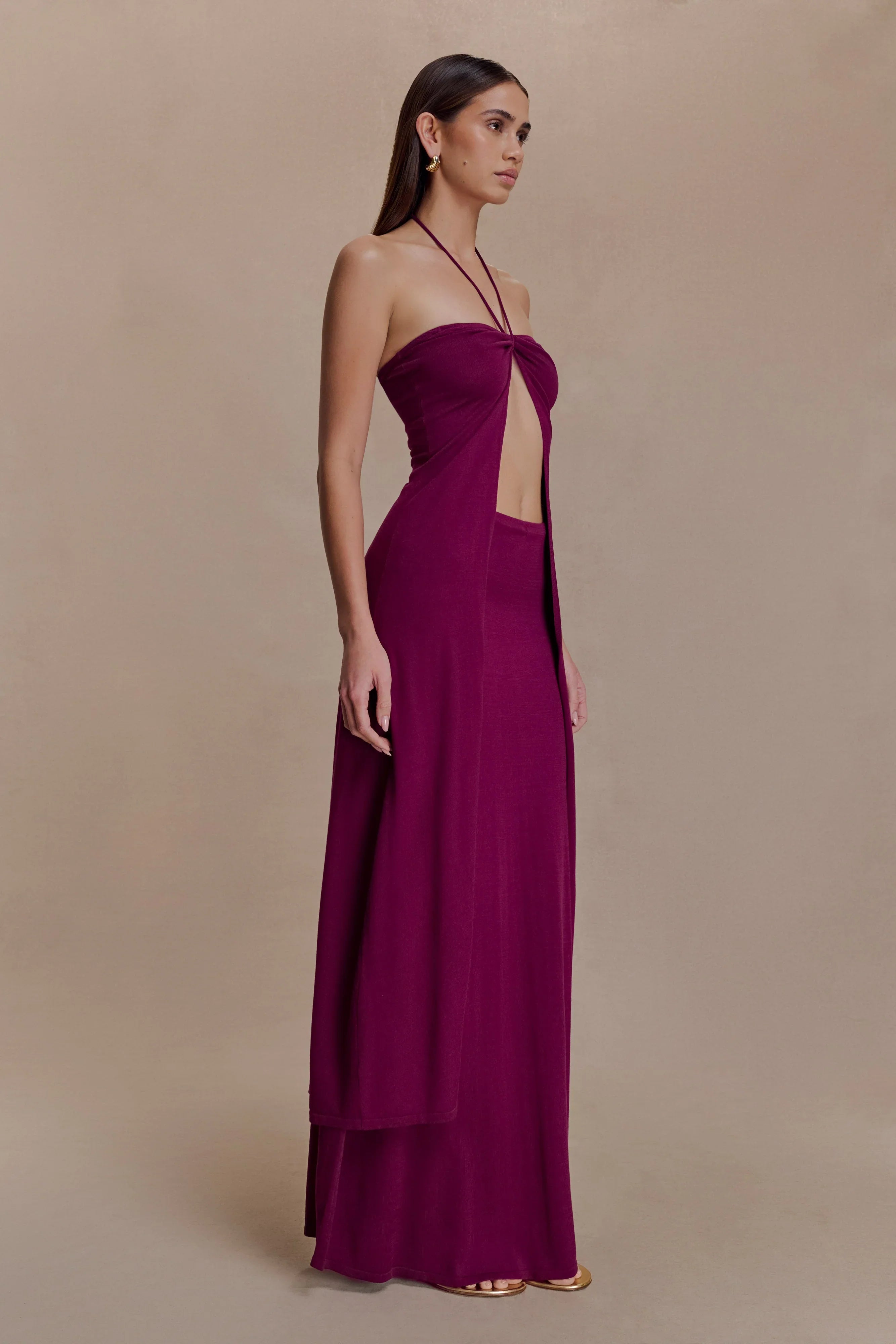 Marimae Long Knit Top Plum