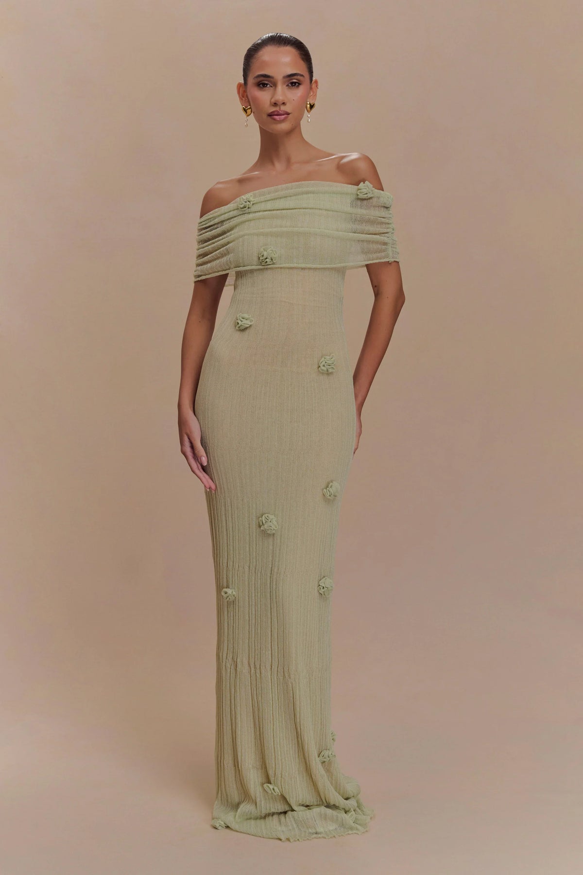 Brynn Orchid Knit Maxi Dress Pastel Green