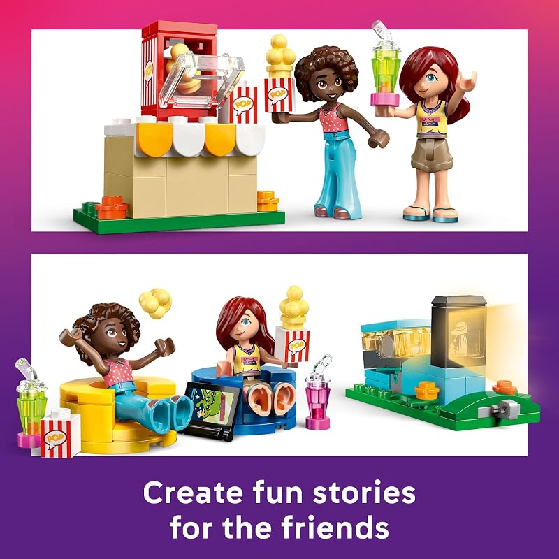 LEGO Friends Friendship Movie Night Pretend Play Building Toy Interactive Storytelling Playset for Girls Boys Ages 6 Includes Paisley and Aliya Minidolls Gift Idea for Birthdays 42642