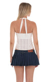 Pleated Denim Skort in Blue