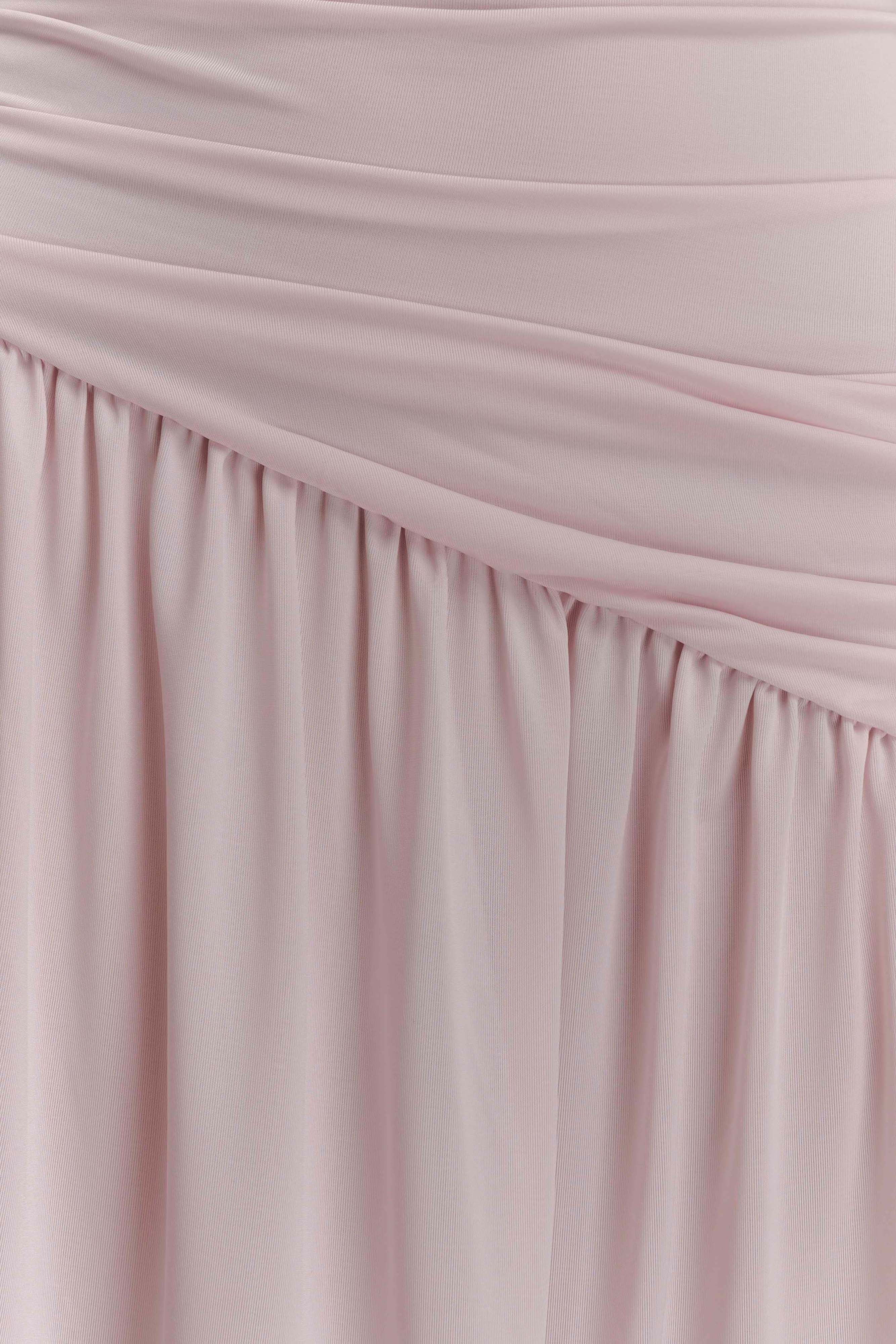 Bex Strapless Slinky Maxi Dress With Split Pale Pink