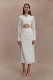 Cecilie Cut Out Shirt Midi Dress White