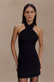 Christina Cross Over Mini Dress Black